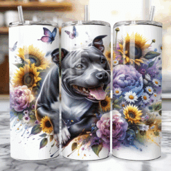 Staffordshire Bull Terrier in Flowers 20oz Tumbler - Lifestyle