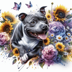 Staffordshire Bull Terrier in Flowers 20oz Tumbler - Render