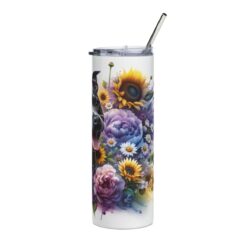 Staffordshire Bull Terrier in Flowers 20oz Tumbler - Right