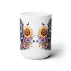 Tibetan Mastiff in Flowers 15oz Mug - Front