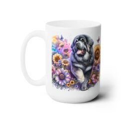 Tibetan Mastiff in Flowers 15oz Mug - Left