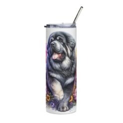 Tibetan Mastiff in Flowers 20oz Tumbler - Front