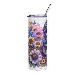 Tibetan Mastiff in Flowers 20oz Tumbler - Left