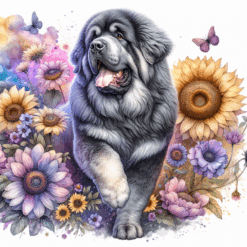 Tibetan Mastiff in Flowers 20oz Tumbler - Render