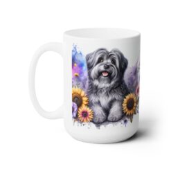 Tibetan Terrier in Flowers 15oz Mug - Left