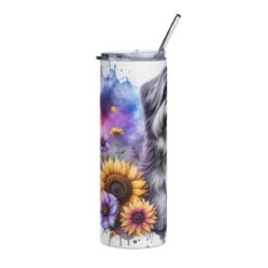 Tibetan Terrier in Flowers 20oz Tumbler - Left