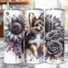 Toy Fox Terrier in Flowers 20oz Tumbler - Lifestyle