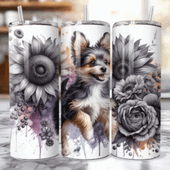 Toy Fox Terrier in Flowers 20oz Tumbler - Lifestyle