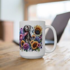 Weimaraner in Flowers 15oz Mug - Lifestyle