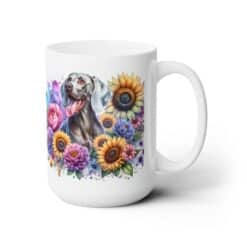 Weimaraner in Flowers 15oz Mug - Right