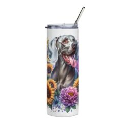 Weimaraner in Flowers 20oz Tumbler - Front