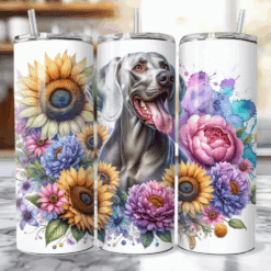 Weimaraner in Flowers 20oz Tumbler - Lifestyle