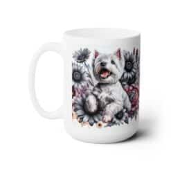 West Highland White Terrier in Flowers 15oz Mug - Left