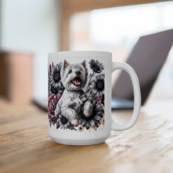 West Highland White Terrier in Flowers 15oz Mug - Lifestyle