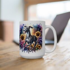 Whippet in Flowers 15oz Mug - Lifestyle