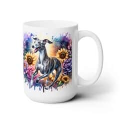 Whippet in Flowers 15oz Mug - Right