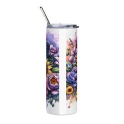 Whippet in Flowers 20oz Tumbler - Back