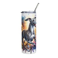Whippet in Flowers 20oz Tumbler - Front
