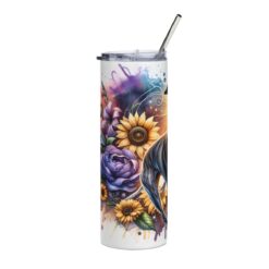 Whippet in Flowers 20oz Tumbler - Left