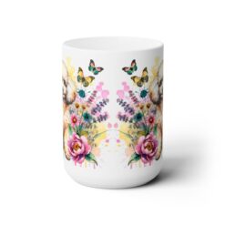 White Poodle in Flowers 15oz Mug - Front