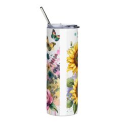 White Poodle in Flowers 20oz Tumbler - Back