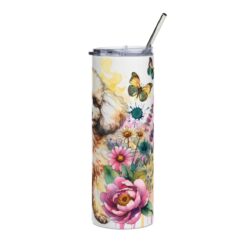 White Poodle in Flowers 20oz Tumbler - Righrt