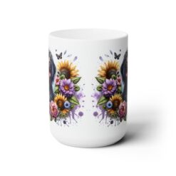 Wirehaired Pointing Griffon in Flowers 15oz Mug - Front