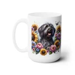 Wirehaired Pointing Griffon in Flowers 15oz Mug - Left