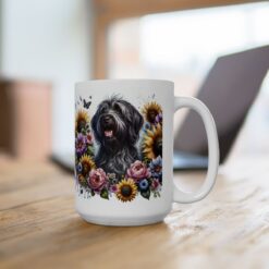 Wirehaired Pointing Griffon in Flowers 15oz Mug - Lifestyle