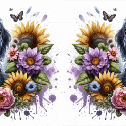 Wirehaired Pointing Griffon in Flowers 15oz Mug - Render