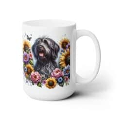Wirehaired Pointing Griffon in Flowers 15oz Mug - Right