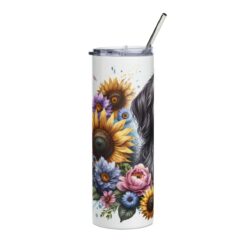 Wirehaired Pointing Griffon in Flowers 20oz Tumbler - Left