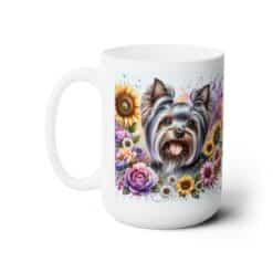 Yorkshire Terrier in Flowers 15oz Mug - Left