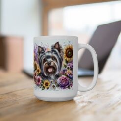 Yorkshire Terrier in Flowers 15oz Mug - Lifestyle