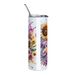 Yorkshire Terrier in Flowers 20oz Tumbler - Back