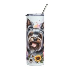 Yorkshire Terrier in Flowers 20oz Tumbler - Front