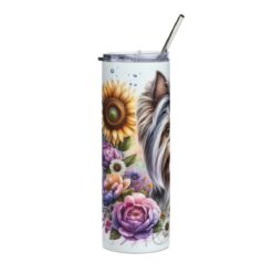 Yorkshire Terrier in Flowers 20oz Tumbler - Left