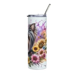 Yorkshire Terrier in Flowers 20oz Tumbler - Right