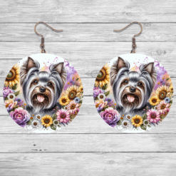 Yorkshire Terrier in Flowers Round Earrings - Lifestyle