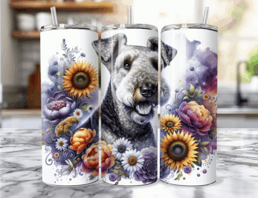 Airedale Terrier in Flowers 20oz Tumbler - Lifestyle