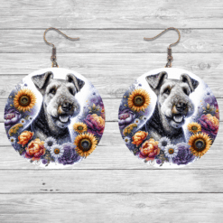 Airedale Terrier in Flowers Round Earrings - Lifestyle
