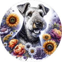 Airedale Terrier in Flowers Round Earrings - Render
