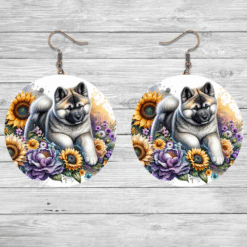 Akita in Flowers Round Earrings - Lifestyle