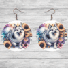 American Eskimo Dog in Flowers Round Earrings - Lifestyle