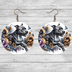 American Staffordshire Terrier in Flowers Round Earrings - Lifestyle
