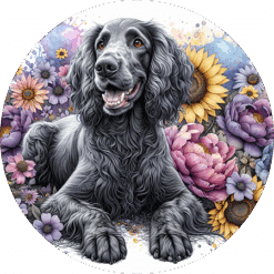 American Water Spaniel in Flowers Round Earrings - Render
