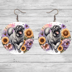 Anatolian Shepherd Dog in Flowers Round Earrings - Lifestyle