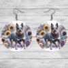 Australian Cattle Dog in Flowers Round Earrings - Lifestyle