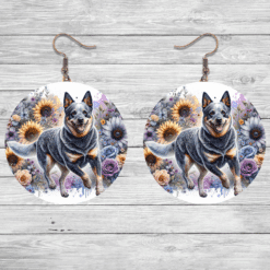 Australian Cattle Dog in Flowers Round Earrings - Lifestyle