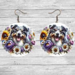 Australian Shepherd in Flowers Round Earrings - Lifestyle